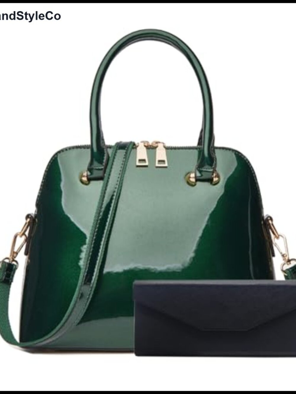 Patent Leather Dome Satchel Purse Zip-around Handbag Multi-Pocket Shoulder Bag